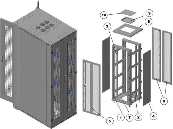 Reinforced Floor Telecommunications Cabinet 19" Model ШТ-ПУ-47U-800x1200-2П2П