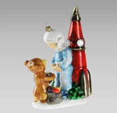 Handmade Glass Christmas Ornament "Astronaut with Bear