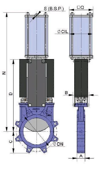 Valstok VAB Series Cast Iron Knife Gate Valve with Manual Control