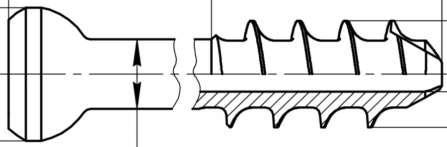 Cannulated Screws Ø 4.0 mm with Long Thread, Length 16-72 mm, Pitch 2 mm, Article 417.1XX