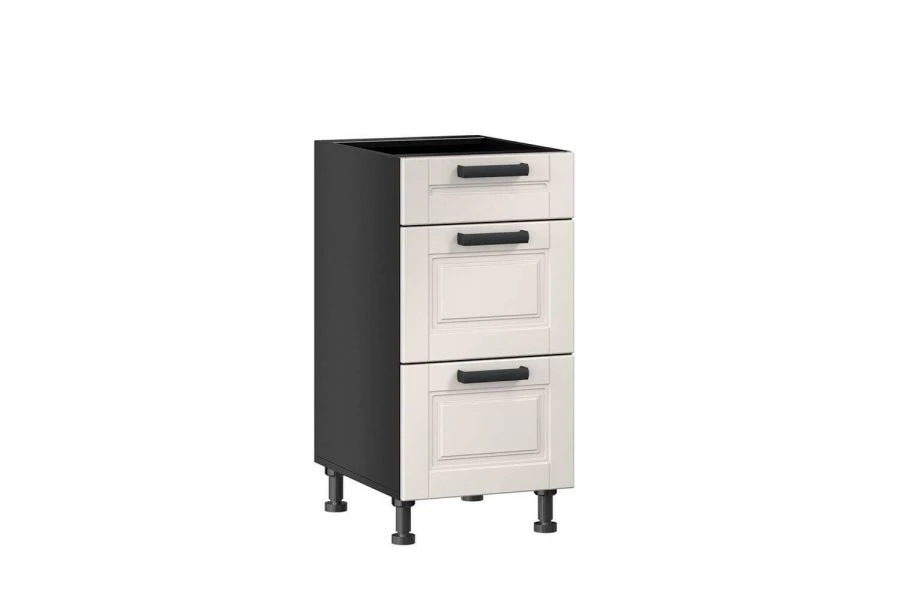 Mokka LD.274180.000 Kitchen Base Cabinet Facade Set 400 with 3 Drawers (Kashmir)