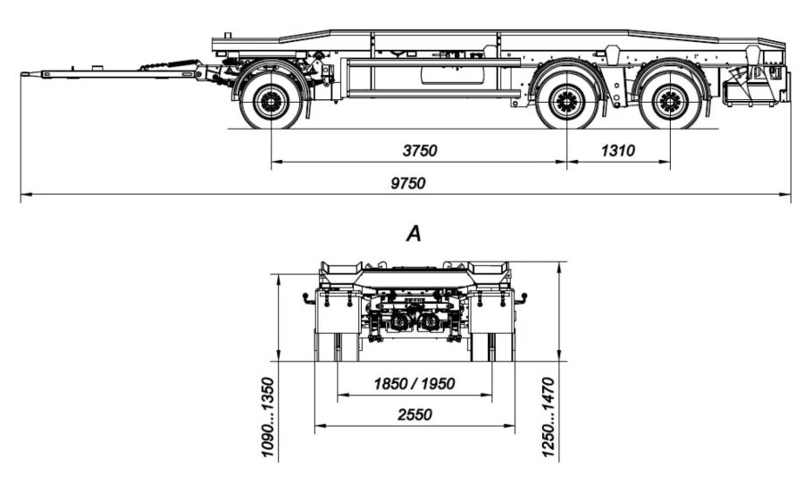 Three-Axle Container Trailer for Transporting Containers, 12 Ton Capacity AM8454-11