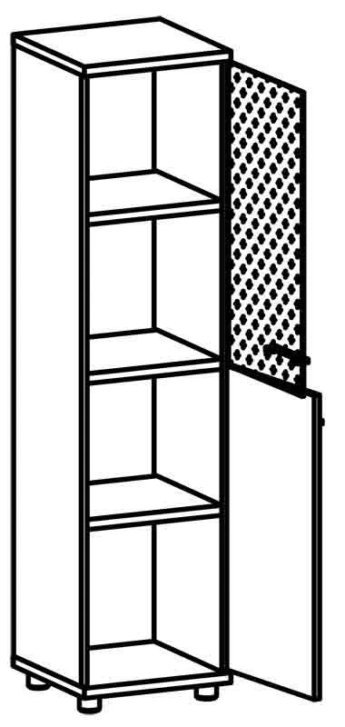 Narrow Document Cabinet with Glass Door, Model 8216