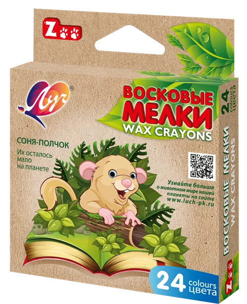 Wax Crayons 'ZOO' 24 Colors for Creative Art