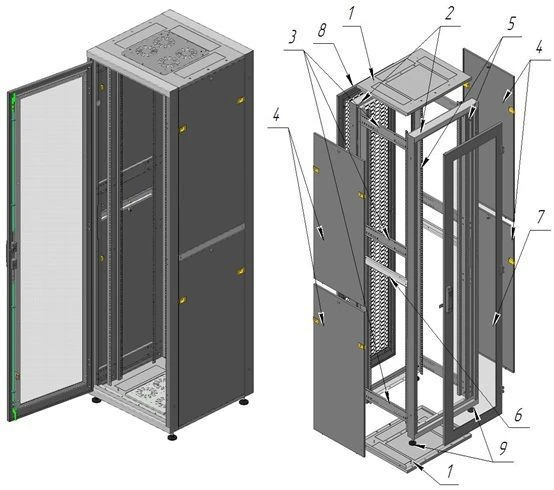 Floor-mounted Telecommunications Cabinet 42U 600x2015x600-SGP