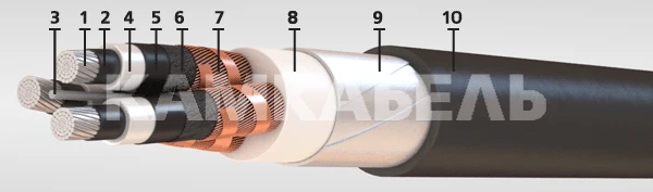 Power Cable with Aluminum Conductors, XLPE Insulation, 6-35 kV, AПвБВ