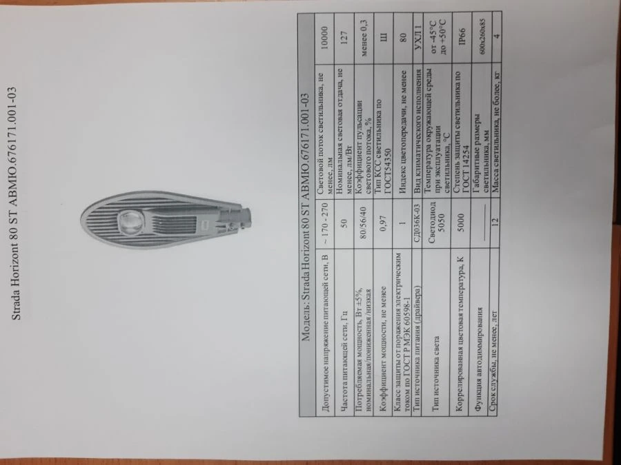 LED Street Light Strada Horizont AVMYU.676171.001-03