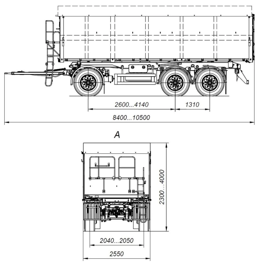 Three-Axle Dump Trailer for Transporting Bulk Materials 8595-42