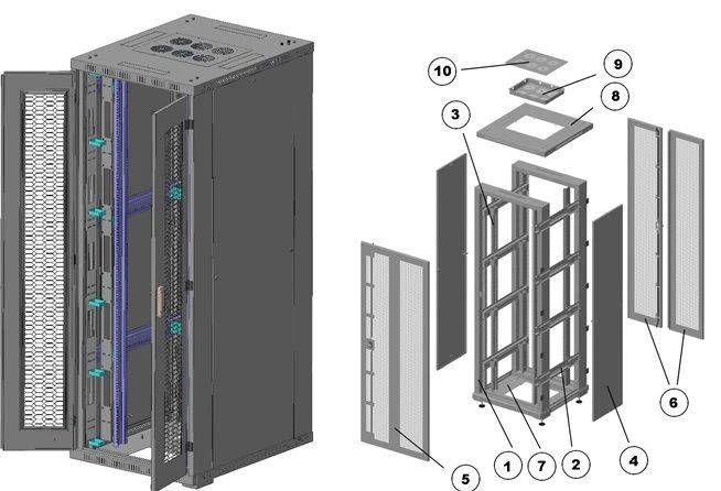 Floor-mounted reinforced telecommunications cabinet 47U, model ШТ-П-47U-800х2260х1000-2П2П-У
