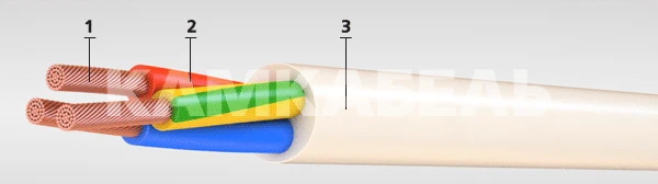 Gray Power Cable PVS 4x0.75 GOST 7399-97