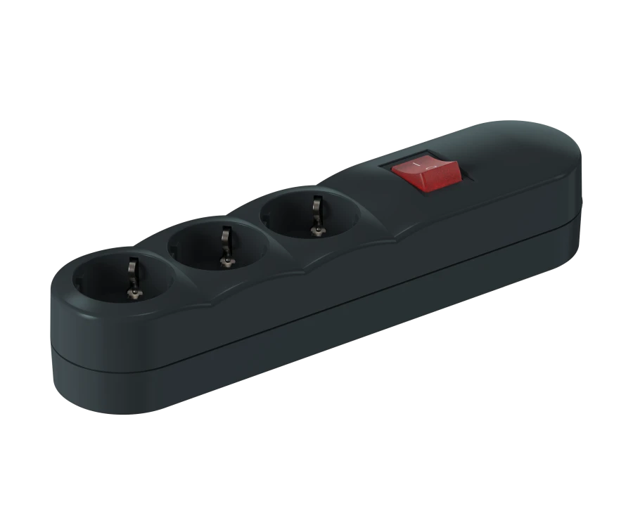 CADUCEUS ALING Extension Socket 3x16A with Switch 3.6kW, 250V~, Anthracite, Art. 4403.A