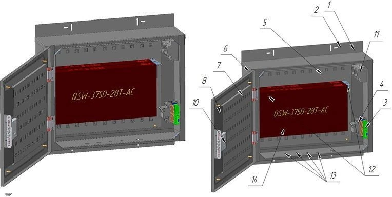 Outdoor Telecommunications Cabinet for Equipment - Model ШТУ-С-600х400х170-МП-Н-В14