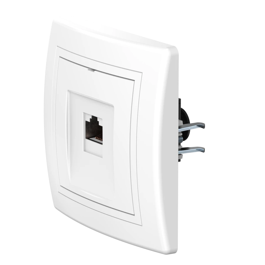 Caduceus Aling Prestige Hidden Installation Computer Socket with Keystone RJ45 8P8C Cat.6A UTP, White, Art. 616.000