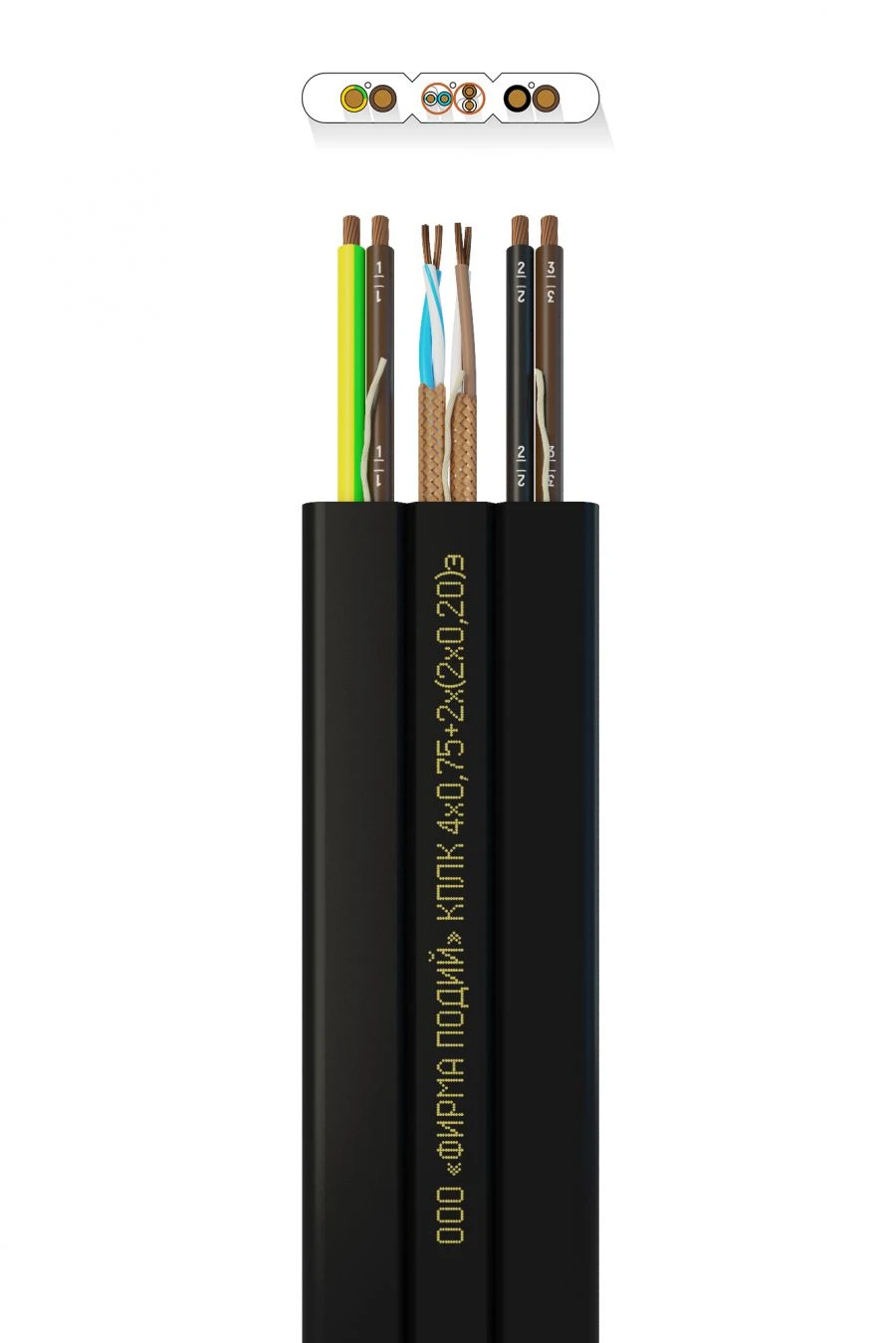 Flexible Combined Flat Elevator Cable KPCL 4x0.75+2x(2x0.25)e