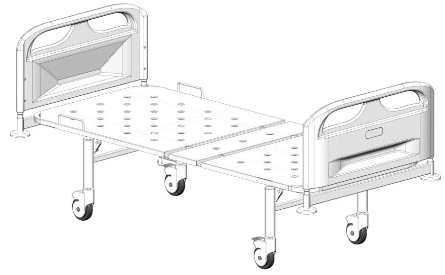 Functional Hospital Bed on Wheels with Plastic Backs MSK-2102E