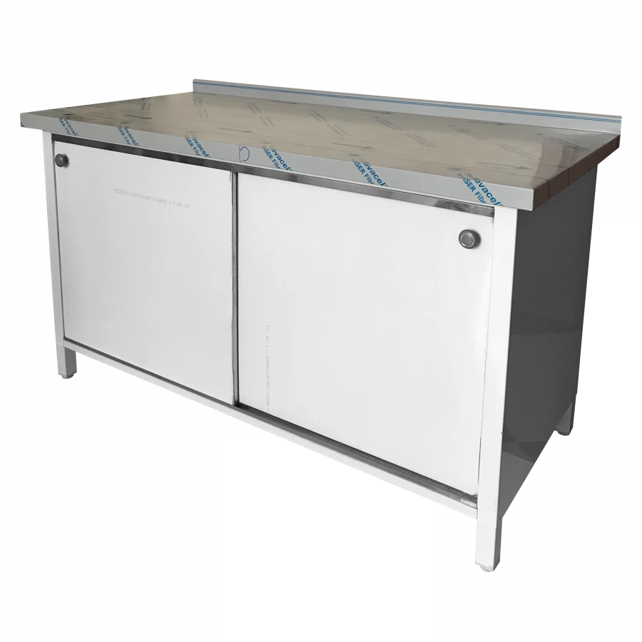 Food Preparation Table with Closed Storage for Clean Kitchen