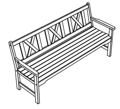 Wooden Bench for Offices and Public Spaces, Model 20803/1
