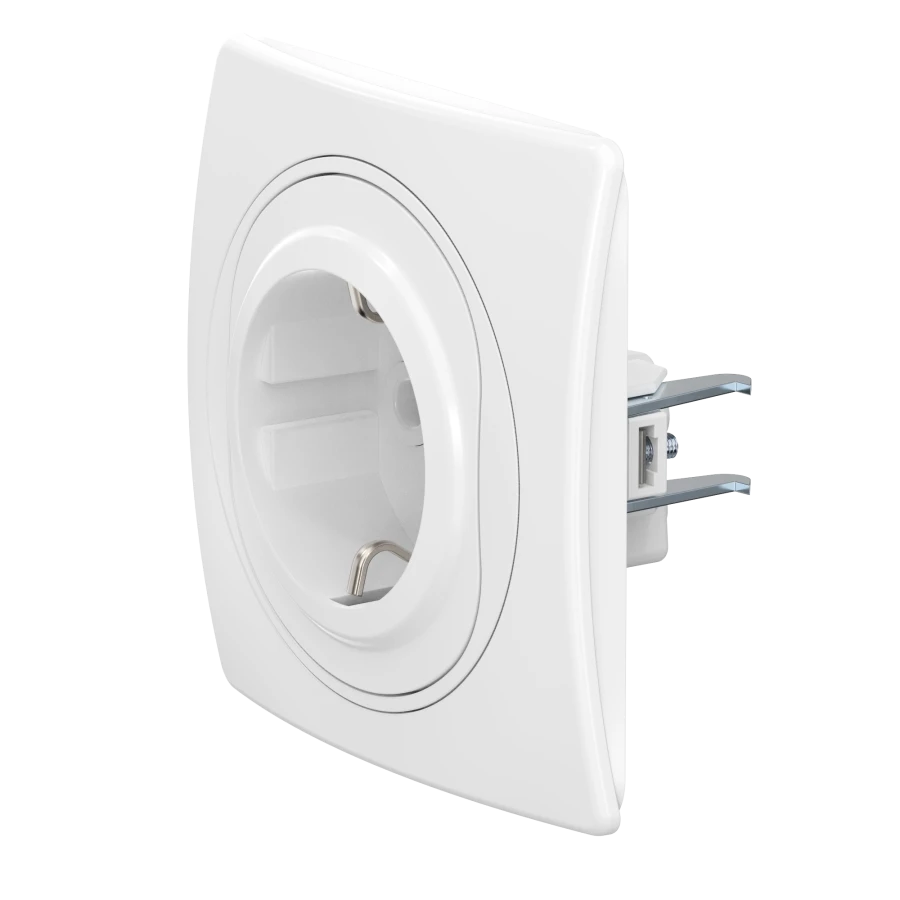 CADUCEUS ALING EON Hidden Socket with Grounding, 16A, 250V, White, Art. E630.00