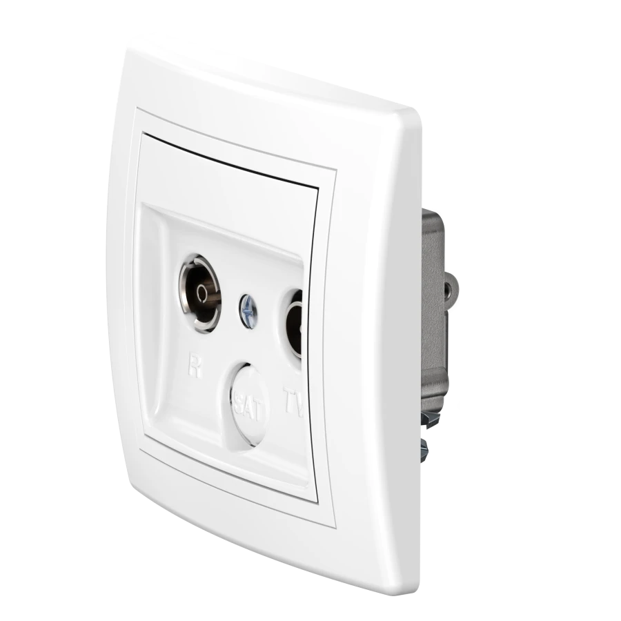 Hidden Installation TV/FM Antenna Socket, White, Art. 612P.000