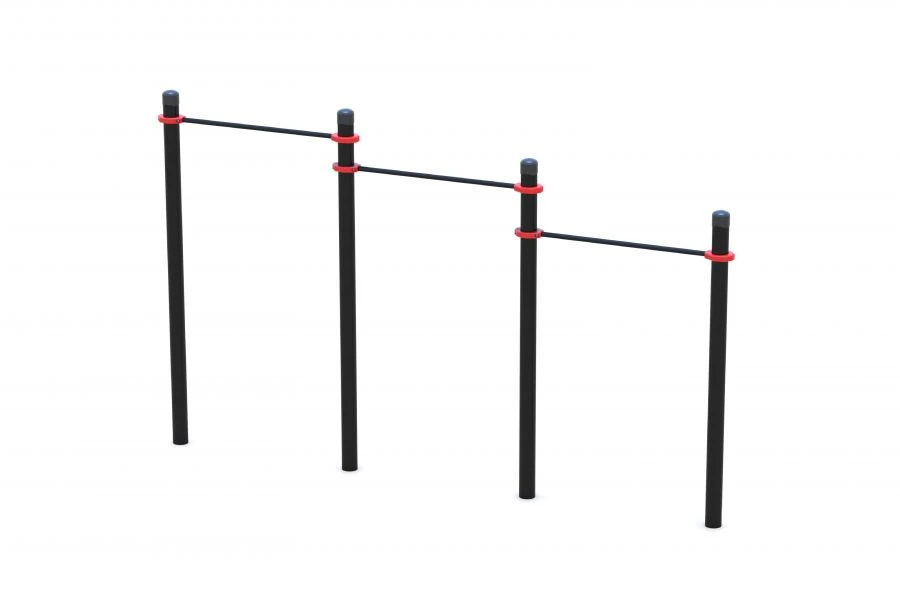 Adjustable Level Parallel Bars with Four Support Columns and Three Crossbars
