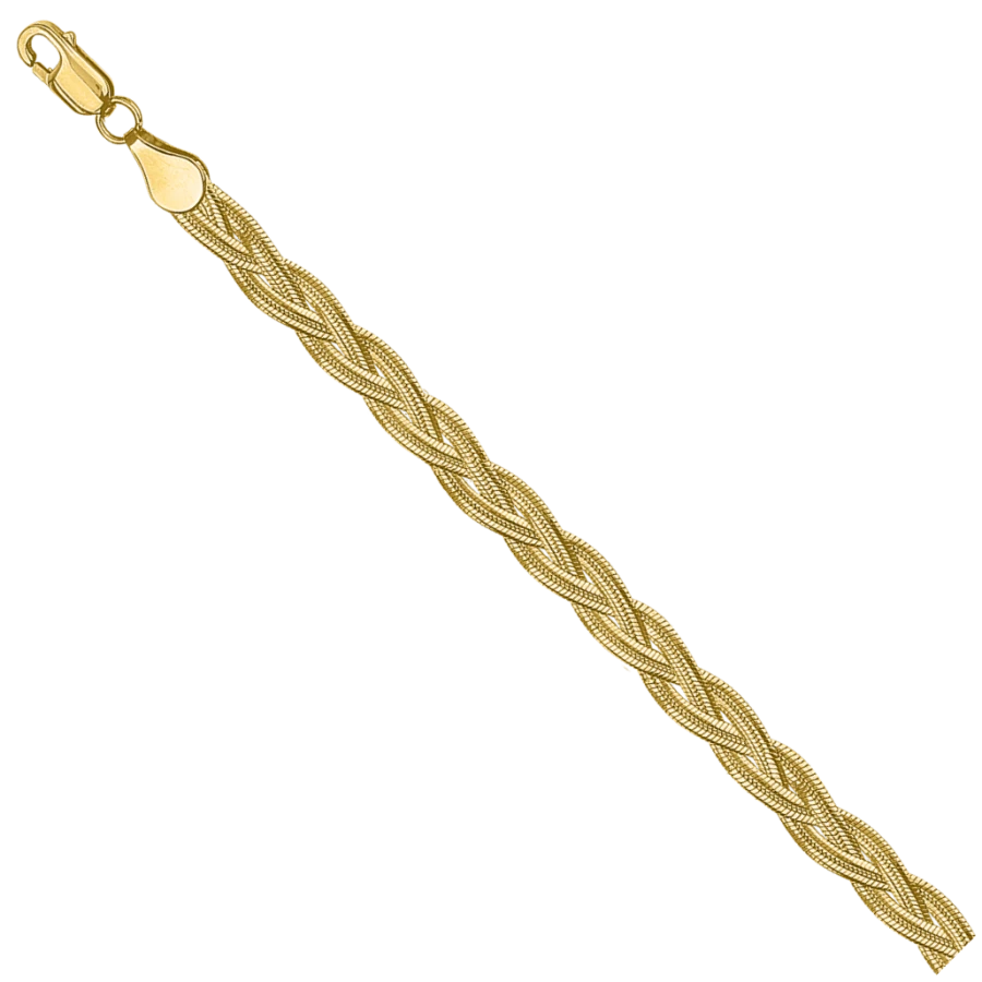 Gold Necklace 585 Purity Green Almond Braid Chain, Model NC17-270