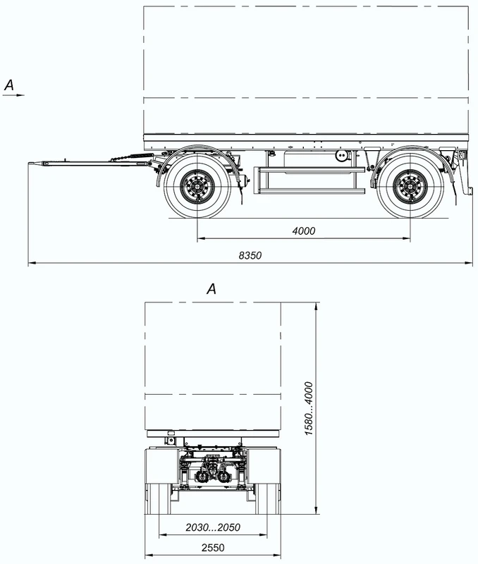 Heavy-Duty Two-Axle Trailer 8465-14S for Bulk Transport