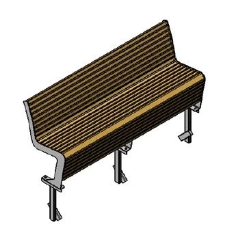 Wooden Bench for Public Spaces and Patios, Model 10047