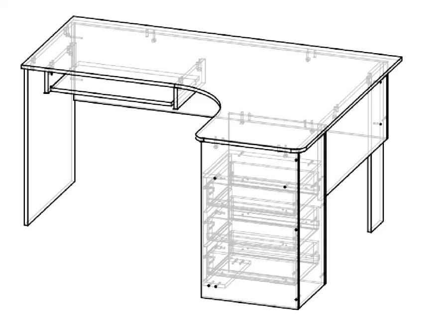 Corner Computer Desk S2 KU for Work and Storage