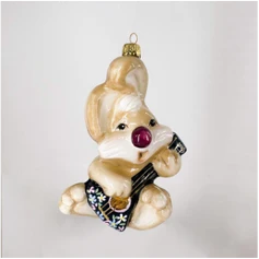Handcrafted Glass Christmas Ornament "Hare with Balalaika