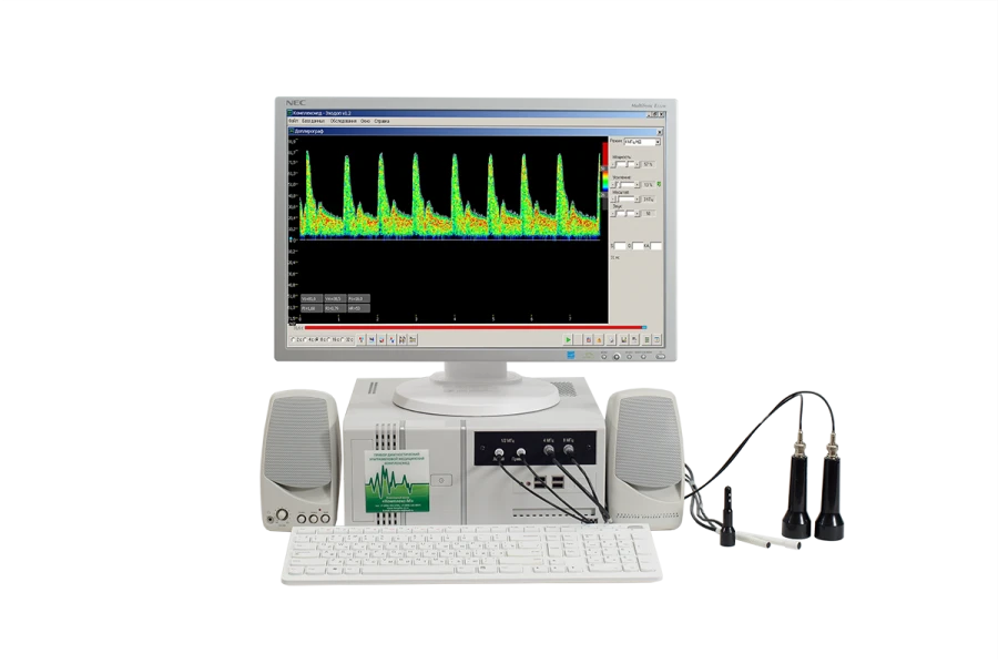Ultrasonic Doppler Blood Flow Velocity Analyzer with Dual-Channel Echoencephalography Functions