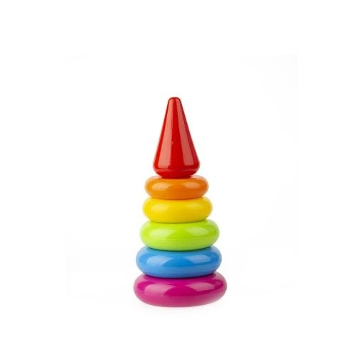 Classic Pyramid Toy 19.5 cm with 7 Colorful Rings