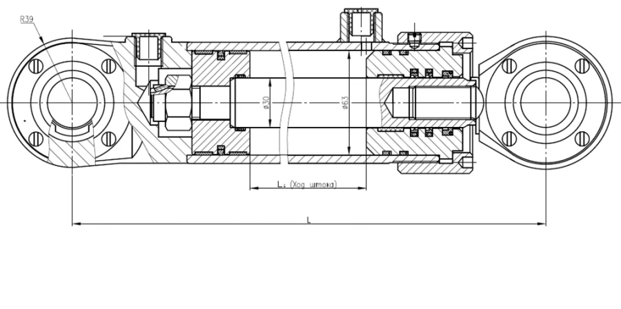 Hydraulic Cylinder 1117.00.00.00 (63x30-200(-250), mm), 16MPa