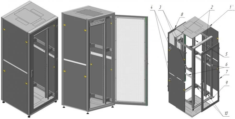 Floor-mounted telecommunications cabinet 42U, 800x2015x800 mm
