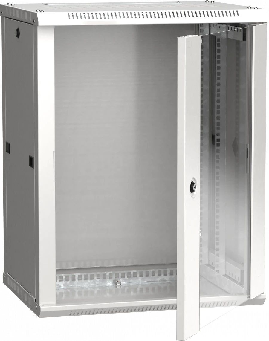 LINEA W 15U Wall-Mounted Rack Cabinet 600x450mm Glass Door, RAL7035