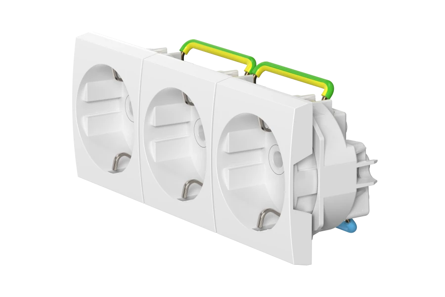 Caduceus Aling Mode Triple Socket for Hidden Installation with Grounding 16A, 250V~, Art. 66513.0