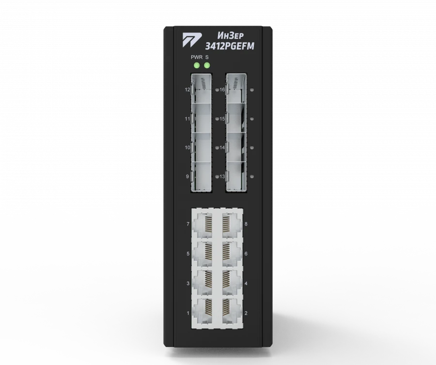 Industrial Managed L3 Switch with IP30 Protection - InZer-3412PGEFM