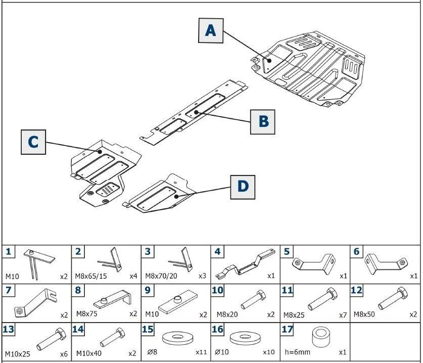 Metal Protection for Mitsubishi Outlander 2.0, 2.4, 3.0 (2012-)