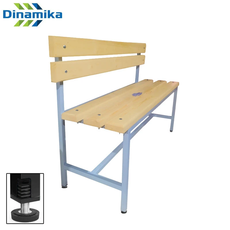 Wooden Locker Room Bench with Backrest - 3 Seat Slats & 2 Back Slats