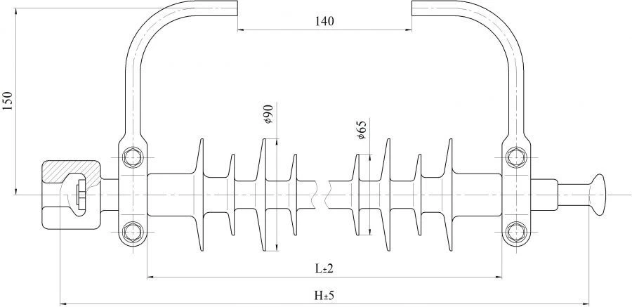 Polymer Linear Suspension Insulator for Lightning Rod LKG 70-310/1000-140 GP
