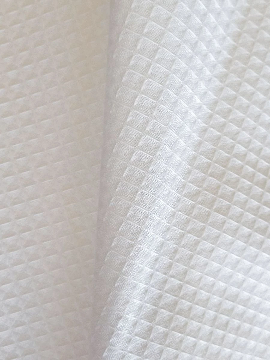 Cotton Waffle Weave Towel Fabric "Aurora", Bleached, 155 g/m², 150 cm Width