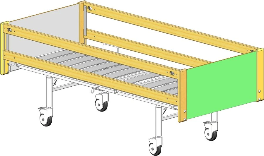 Functional Hospital Bed on Wheels with Beech Wooden Side Rails - KF2-01-MSK (MSK-6102EL)