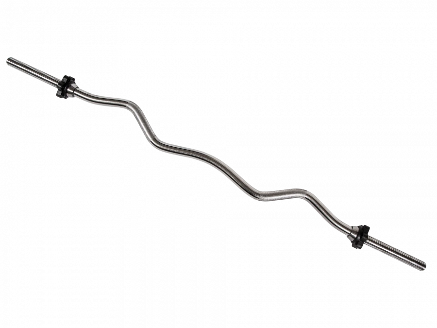 Chromed W-Shape Barbell with 25mm Thread and Nut Lock, Load Capacity 150kg, Weight 5kg