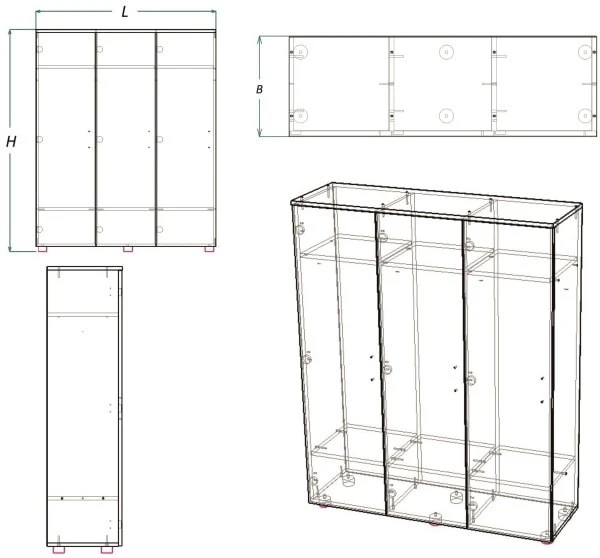 Children's Sectional Wardrobe for Clothes (DSHO Series)
