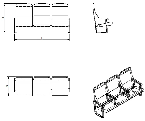 Three-Seat Theatre Chair Section KT.3