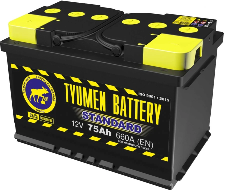 Lead Acid Starter Battery TYUMEN BATTERY 6СТ-75LR STANDARD
