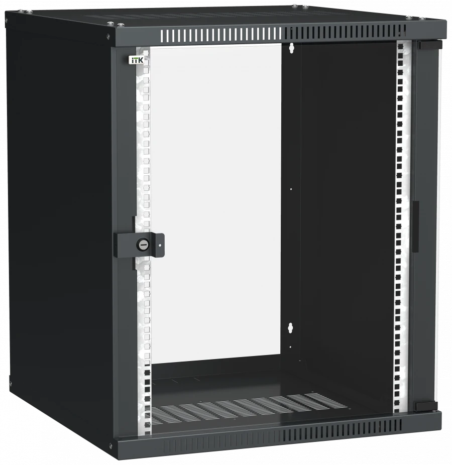 LINEA WE 19" Wall Rack Cabinet 15U 600x600mm Glass Door Black