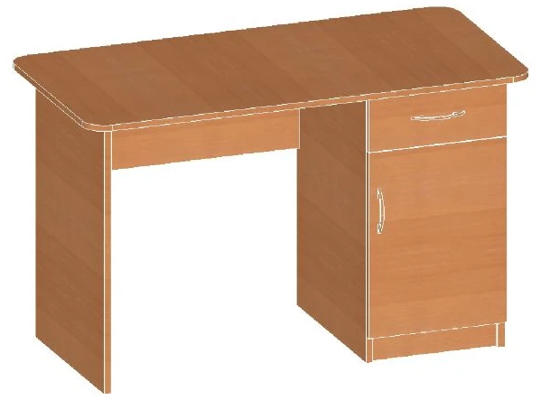 Single Pedestal Desk with Drawer and Door Art U.02.06