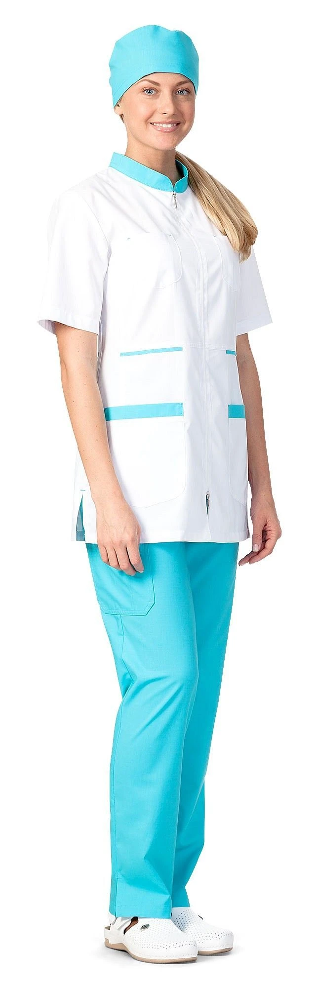 Women's Stylish Zip-Up Jacket with Stand Collar and Side Slits - Model 3.808
