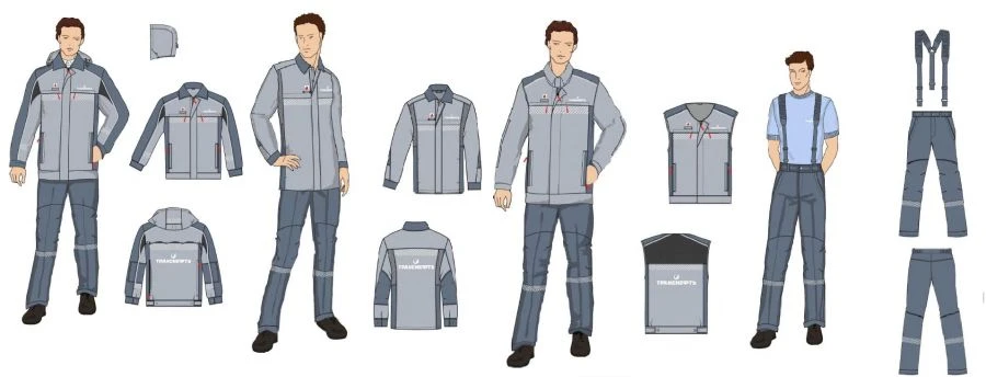 Special Men's Workwear Sets for Transneft Workers (Jacket, Shirt-Jacket, Vest, Pants)