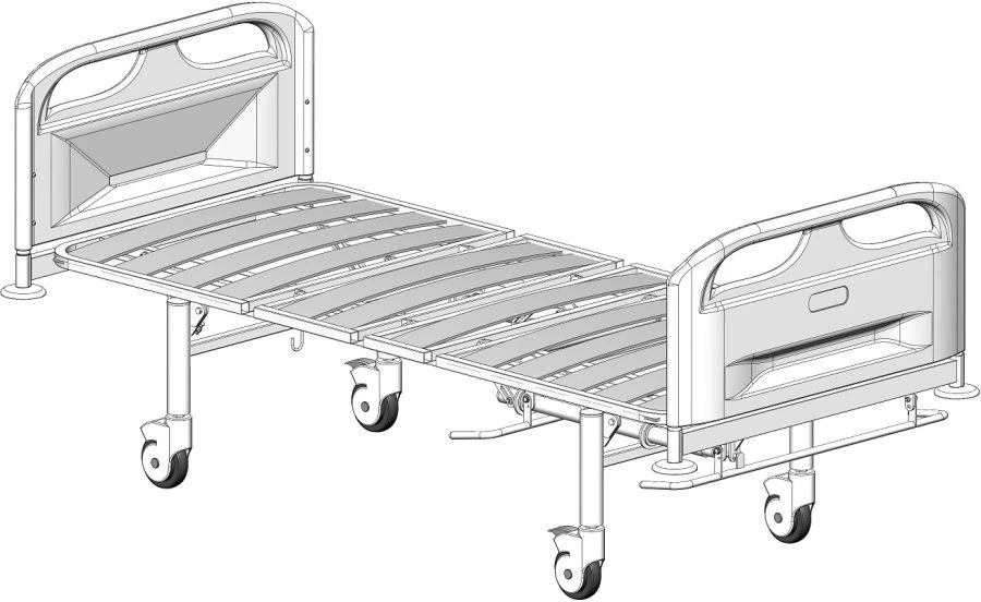 Functional Hospital Bed on Wheels with Plastic Backrests - MSK-4103L